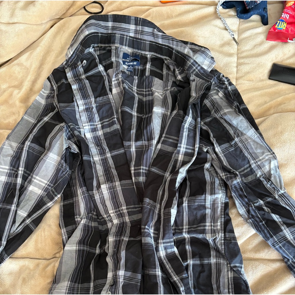 Black and White Plaid Button Down
